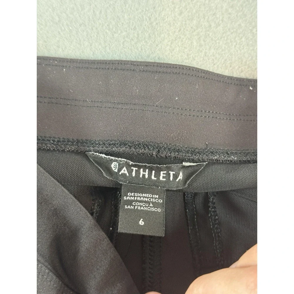 Athleta Ankle Pants Womens 6 Black Stretch Elastic Waist Travel Athletic Pockets
